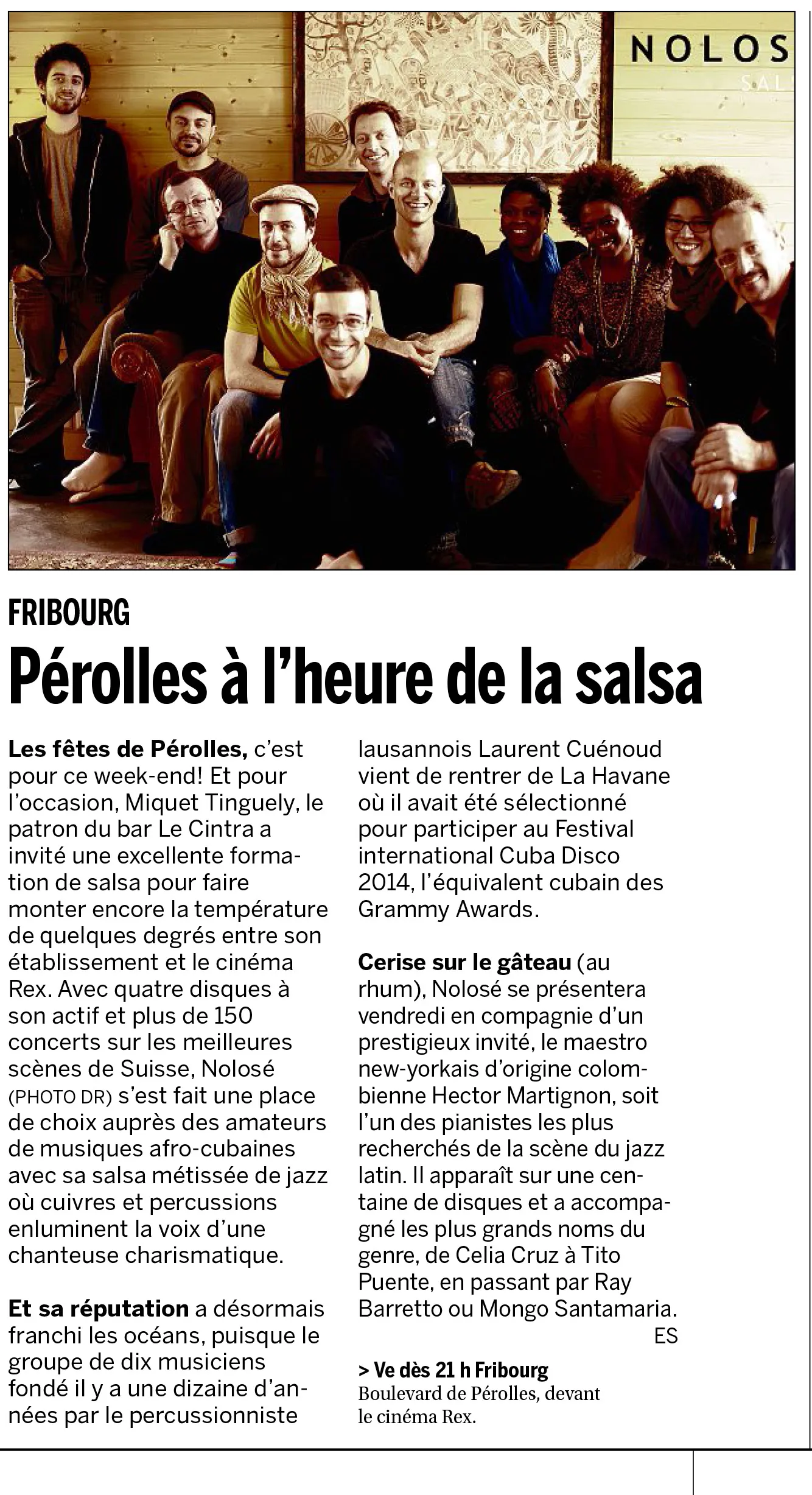 Coupure La Liberté 2014 : « Pérolles à l'heure de la salsa »
